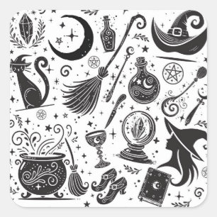 Magische Heks Sfeervolle Wicca Heidense Feestje Vierkante Sticker