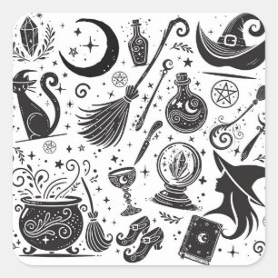 Magische Heks Splechtige Wicca Helse Feestje Vierkante Sticker