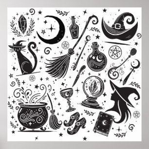 Magische Heks Whimsical Wicca Paganist Poster