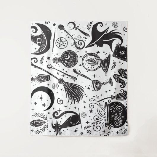 Magische heks Whimsical Wiccan Pagan Wandkleed (Voorkant)
