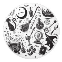 Magische Heks Whimsical Wiccan Pagan Zwart & Wit