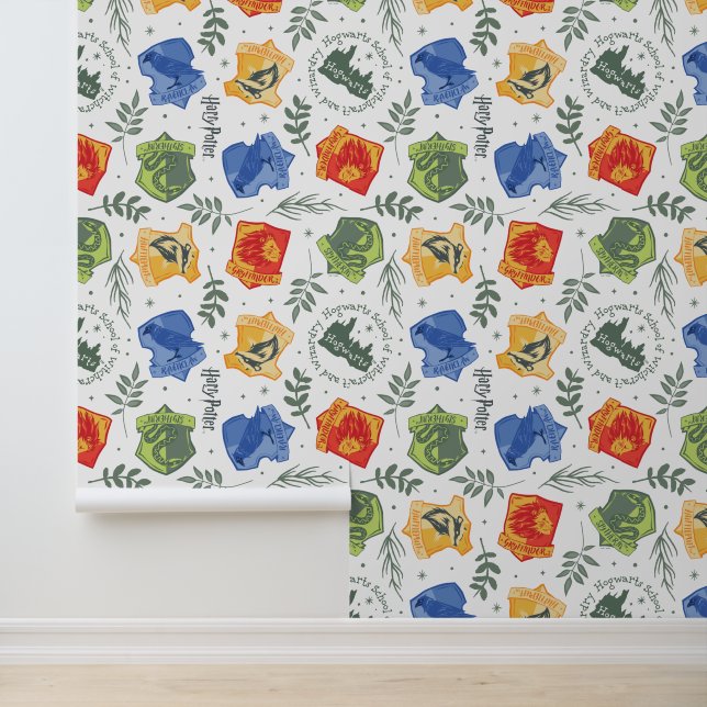 Magische Herbologie HOGWARTS™ Huizen Patroon Behang (Applicatie)
