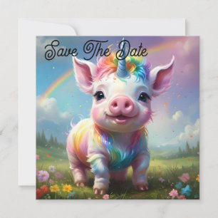 "Magische Hoeven: De Regenboog Eenhoorn Varken" Save The Date
