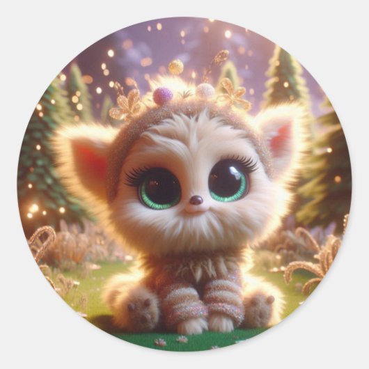 Magische hond ronde sticker (Voorkant)