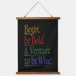 Magische Horace Quote Zwart Hout Topped Tapestry Hangend Wandkleed