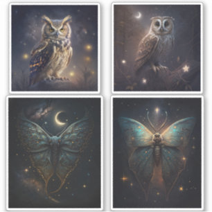Magische houtuil. Mystic night moth vlinder Sticker