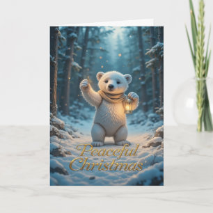 Magische ijsbeer met lantaarn gezellige winter kaart