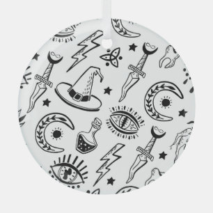 Magische Inkt Tekening Naadloos Patroon Glas Ornament