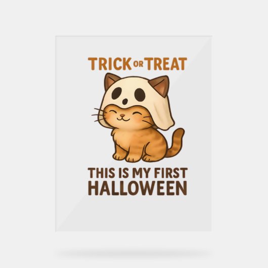 Magische introverte Cat Pastel Witch Pet Halloween Acryl Bord (Voorkant)