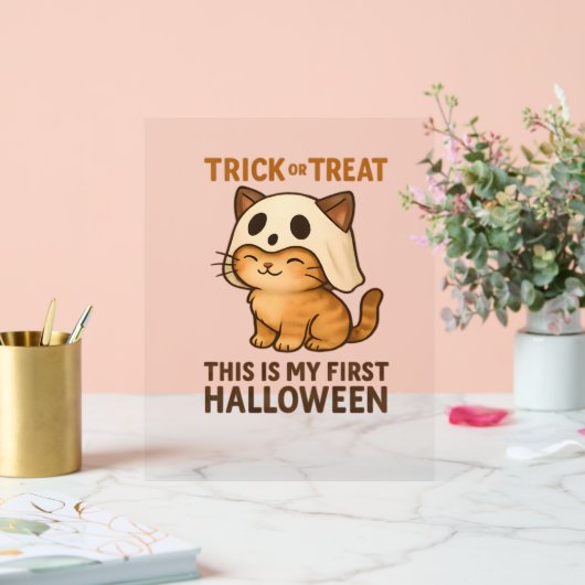Magische introverte Cat Pastel Witch Pet Halloween Acryl Bord (Huwelijk)