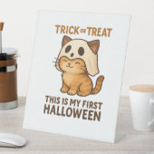 Magische introverte Cat Pastel Witch Pet Halloween Reclamebord Met Voetstuk (Insitu)