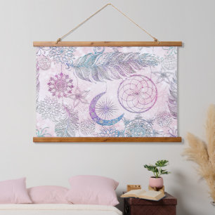 Magische Iridiserende Glitter Veren Droomvanger Hangend Wandkleed
