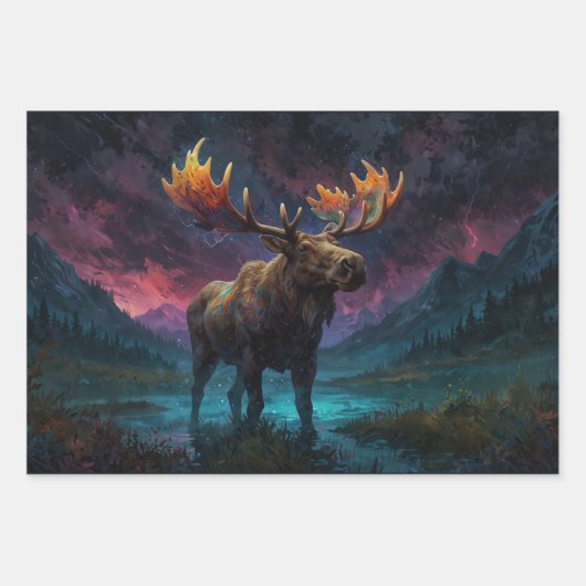Magische Jasper Moose en Rocky Mountains Inpakpapier Vel (Voorkant)