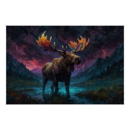 Magische Jasper Moose en Rocky Mountains Perfect Poster