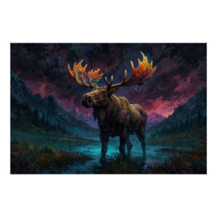 Magische Jasper Moose en Rocky Mountains Perfect Poster
