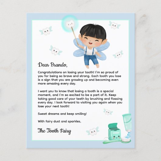 Magische Jongen Tand Fairy Keepsake voor Jongens L (Voorkant)