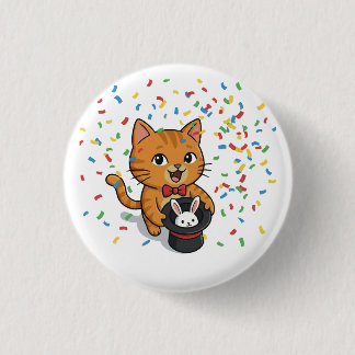 Magische Kat Met Konijnenhoed Knop Ronde Button 3,2 Cm