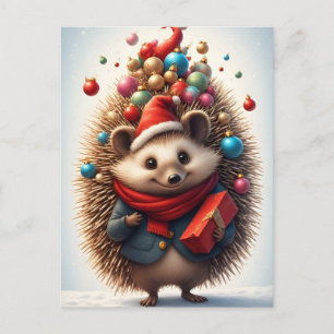 🎄 Magische Kerst Egels Scene ❄️Feestelijk Schatti Briefkaart