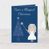 Magische kerst Fairy Princess & Tree Blue Kaart (Voorkant)