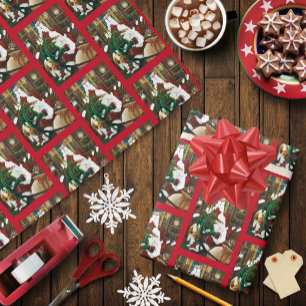 Magische Kerst Fantasie Kerstman Draak Yule Knus Cadeaupapier