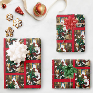 Magische Kerst Fantasie Kerstman Draak Yule Knus Inpakpapier Vel