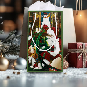 Magische Kerst Fantasie Kerstman Draak Yule Knus Klein Cadeauzakje