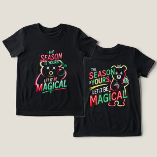 Magische Kerstbeer Meisjes Whimsical Neon Vakantie Tri-Blend Shirt