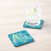 Magische kerstbomen Vrolijk Kerstfeest Bier Onderzetter (Rechterzijde)