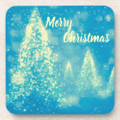Magische kerstbomen Vrolijk Kerstfeest Bier Onderzetter (Voorkant)