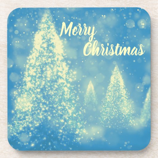 Magische kerstbomen Vrolijk Kerstfeest Bier Onderzetter (Voorkant)