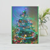 Magische kerstboom feestdagenkaart (Staand voorkant)