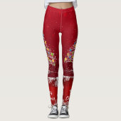 Magische kerstboom op rode Leggings (Voorkant)