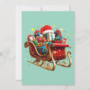 Magische Kerstman Sleigh & Festive Vakantie Feestdagenkaart