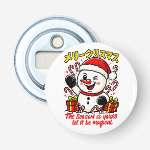 Magische Kerstman Sneeuwman Feestelijke Suikerstok Button Flesopener