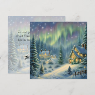Magische kerstnacht in het bos onder de sterren feestdagenkaart