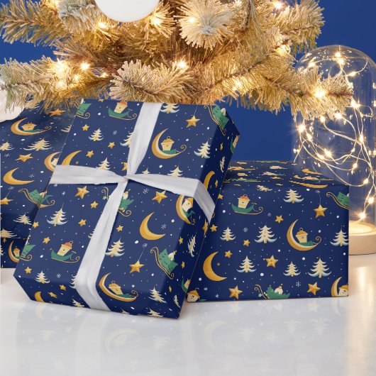 Magische Kerstnacht Patroon Cadeaupapier (Feestdagen)