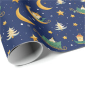 Magische Kerstnacht Patroon Cadeaupapier (Rol Hoek)