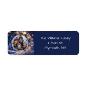 Magische kersttijd - gouden sneeuwvlokken, foto etiket (Voorkant)