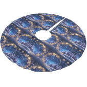 Magische kersttijd - gouden sneeuwvlokken op blauw kerstboom rok (Gekanteld)