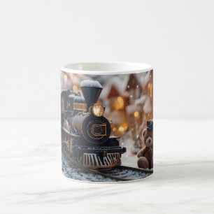 Magische kersttrein met teddybeer koffiemok