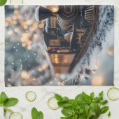 Magische kersttrein met teddybeer theedoek (Gevouwen)