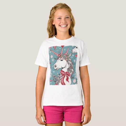Magische kerstunicorn t-shirt (Voorkant volledig)