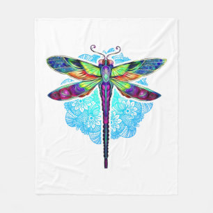 Magische kleurrijke dragonfly Mandala Fleece Deken