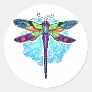 Magische kleurrijke dragonfly Mandala Ronde Sticker