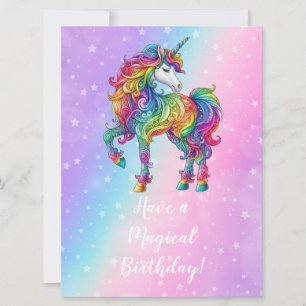 Magische kleurrijke eenhoorn feestdagenkaart