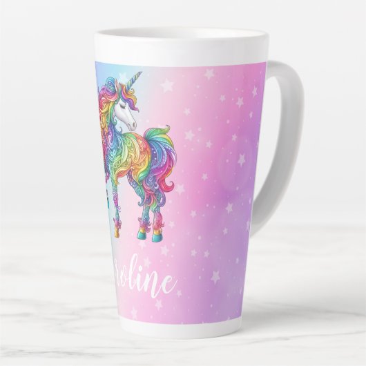 Magische kleurrijke eenhoorn latte mok (Rechterhoek)