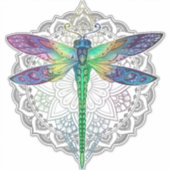 Magische kleurrijke libel mandala sticker (Voorkant)