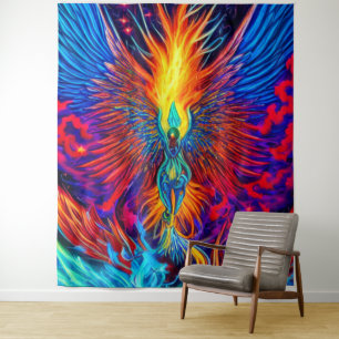 Magische kleurrijke Phoenix Tapestry Wandkleed