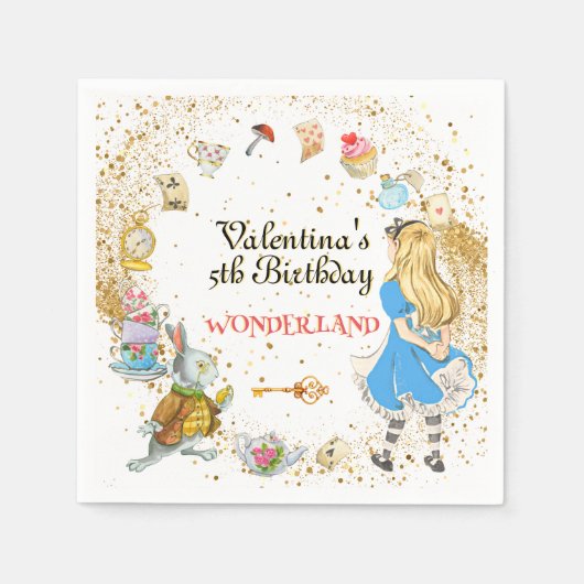 Magische Kleurrijke Schattigee Alice's Wonderland  Servet (Voorkant)