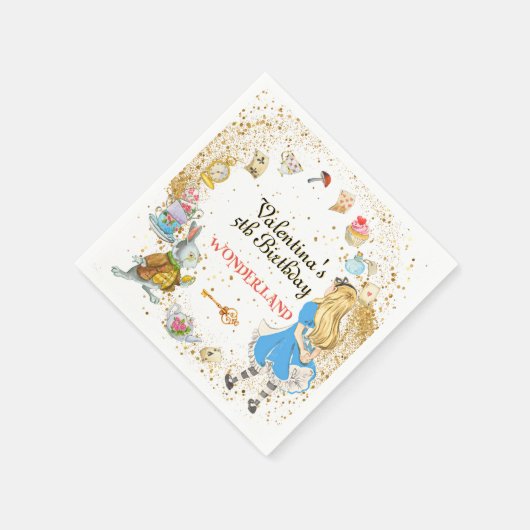 Magische Kleurrijke Schattigee Alice's Wonderland Servet (Hoek)